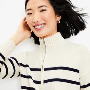 LOFT Striped Tunic Sweater 3/4 zip